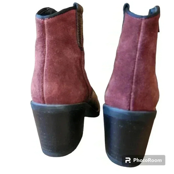 Kanna Boots Leather and Suede Red Ankle Boots Western Goth Size 37 3 Inch Heel - Picture 3 of 8